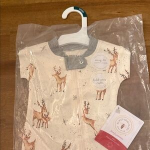 Burt's Bees Baby Cream and Gray Reindeer Sleepwear